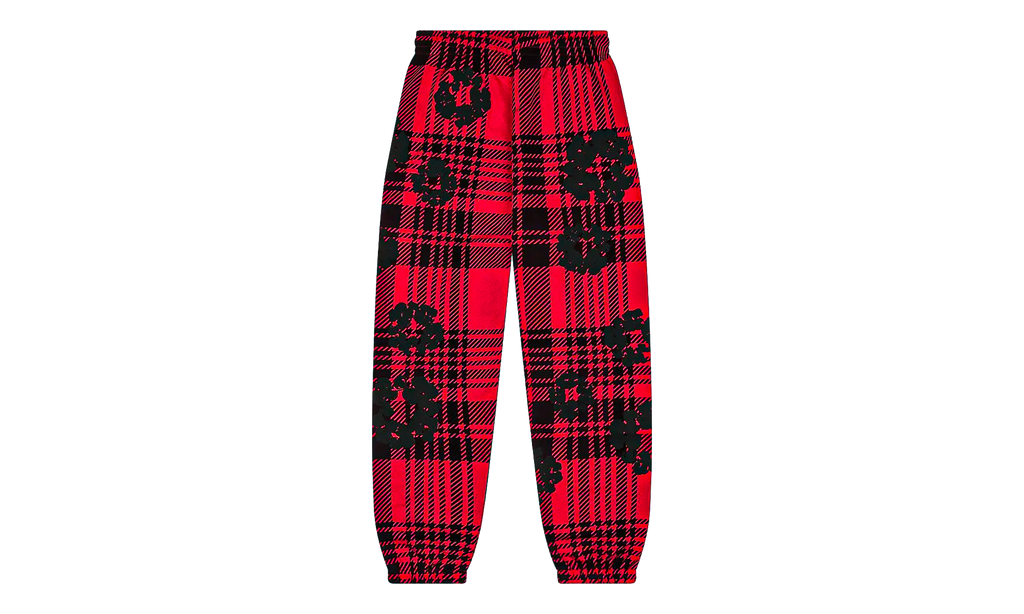 Plaid Cotton Wreath Sweatpants "Red" DT387