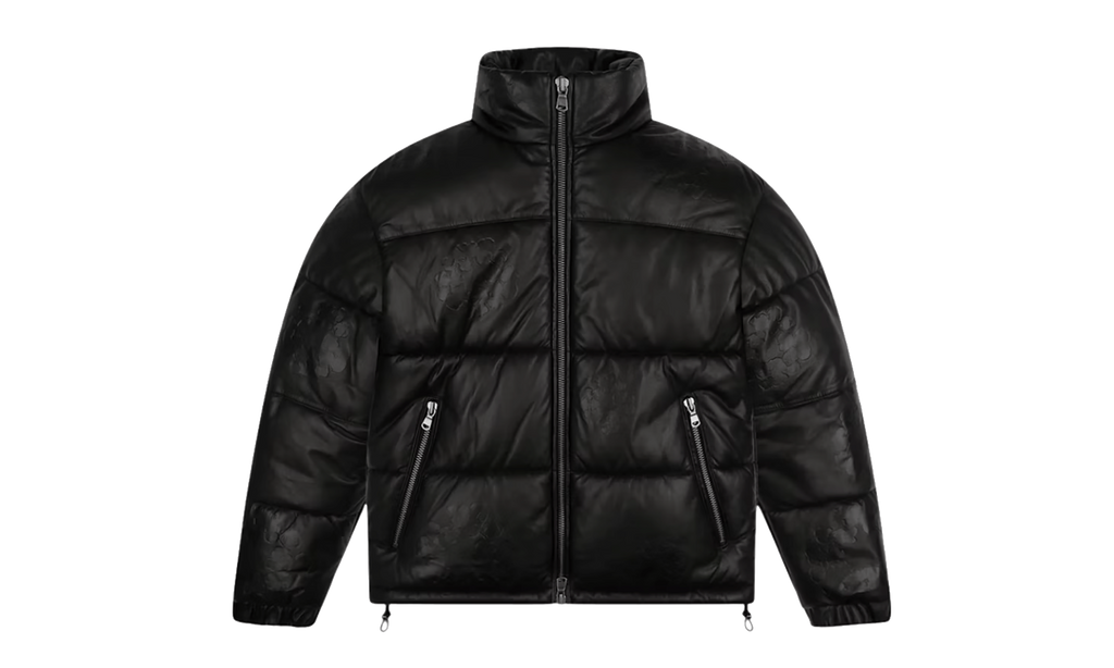 Leather Embossed Wreath Puffer Jacket "Black" DT527