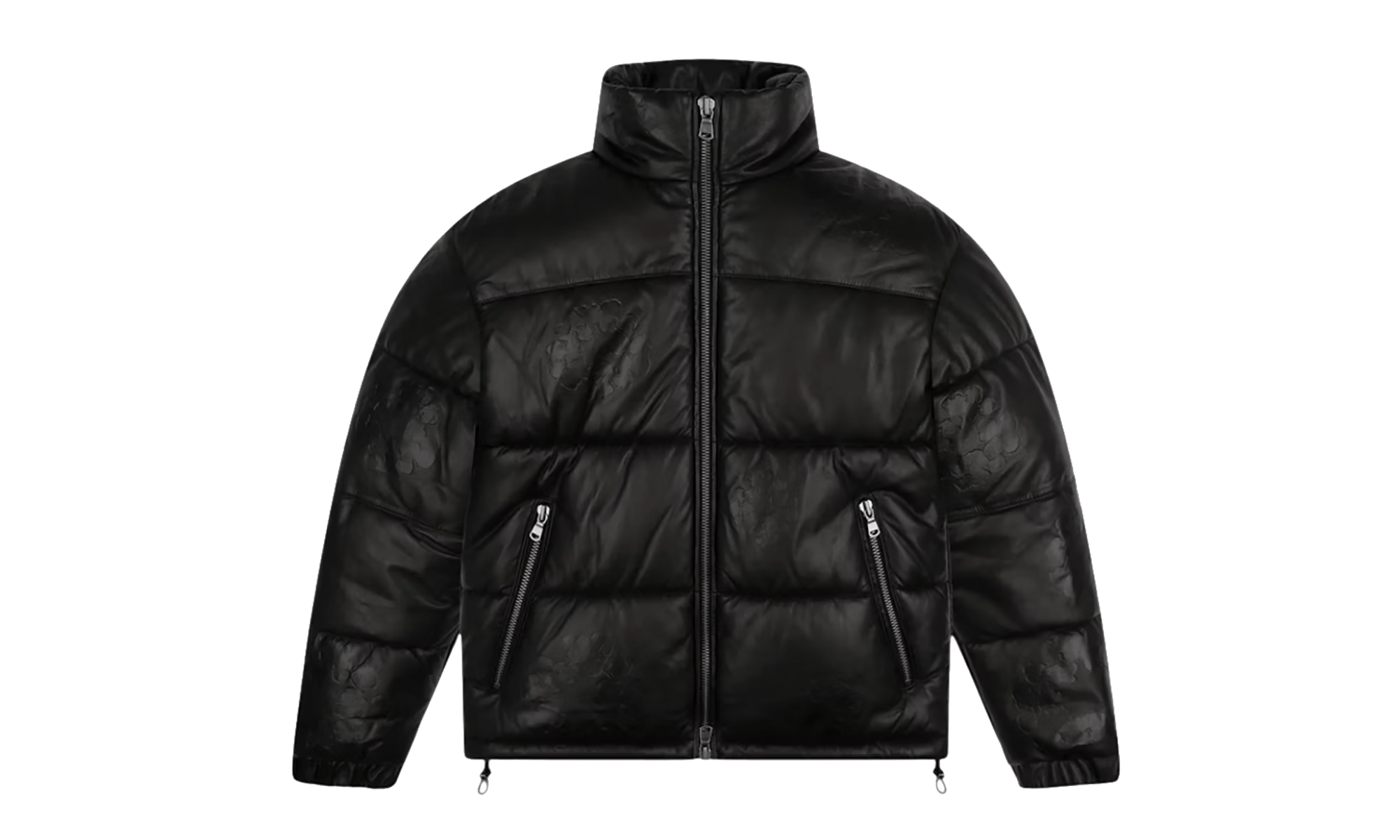 Leather Embossed Wreath Puffer Jacket "Black" DT527