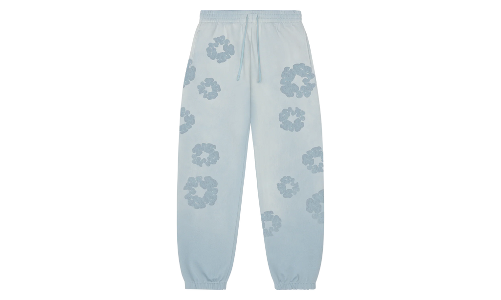 Faded Mono Cotton Wreath Sweatpants "Light Blue" DT246