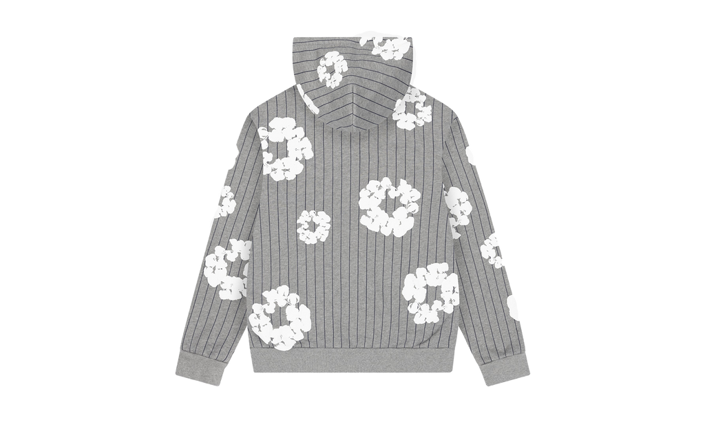 Pinstripe Wreath Zip Hoodie "Grey" DT241