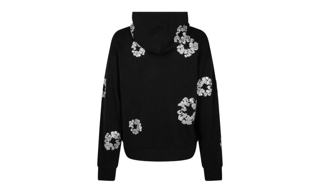 Cashmere Swarovski Cotton Wreath Zip Hoodie "Black" DT075