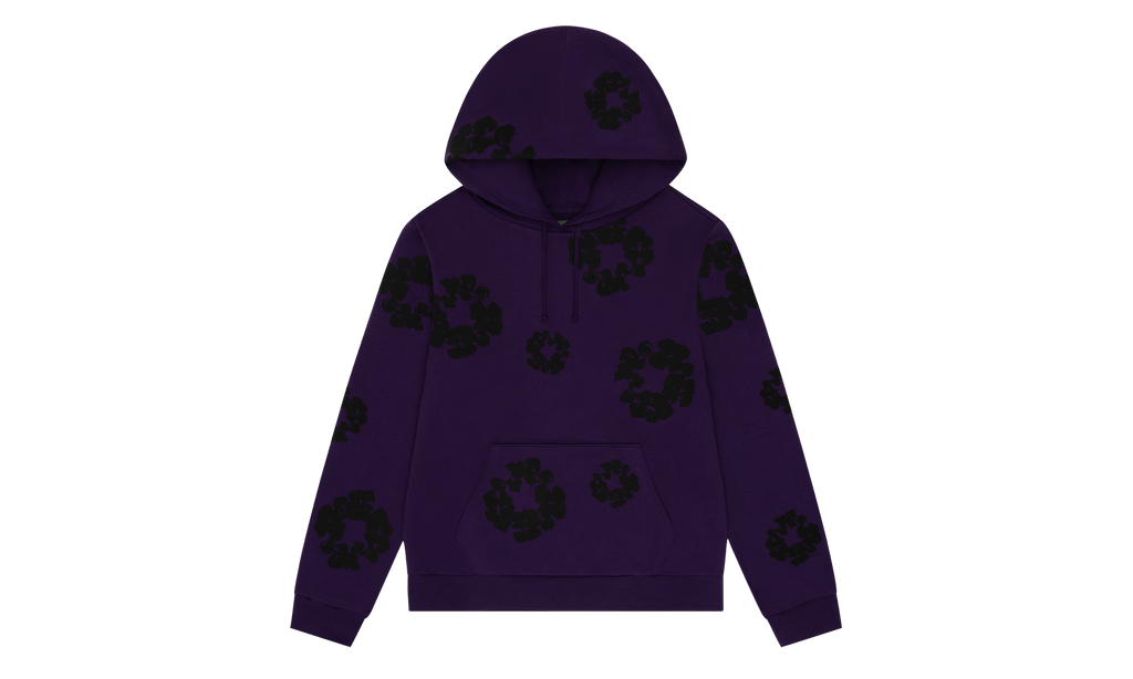 Black Cotton Wreath Hoodie "Purple" DT354