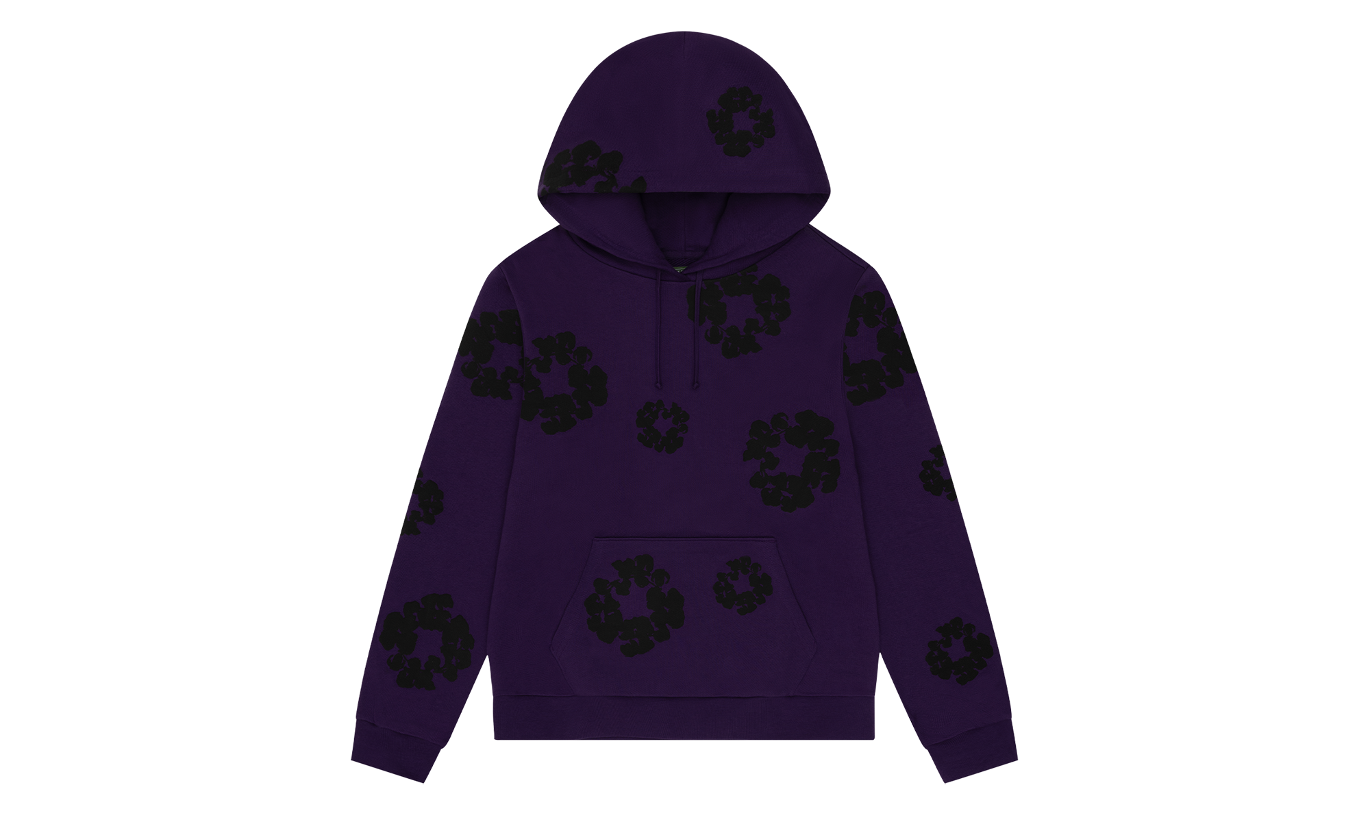 Black Cotton Wreath Hoodie "Purple" DT354