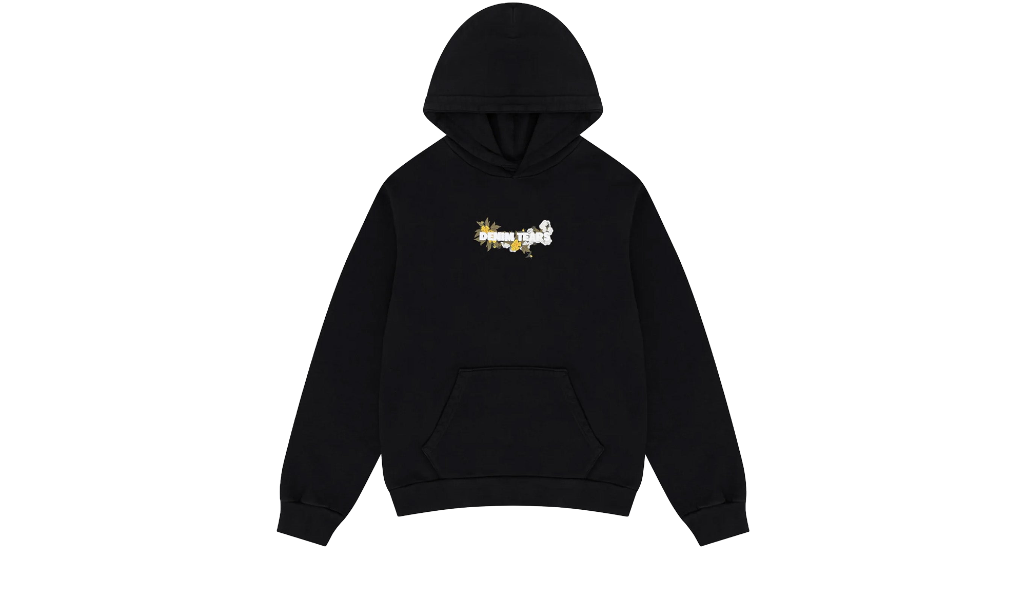 Embroidered Floral Logo Hoodie "Black" DT263
