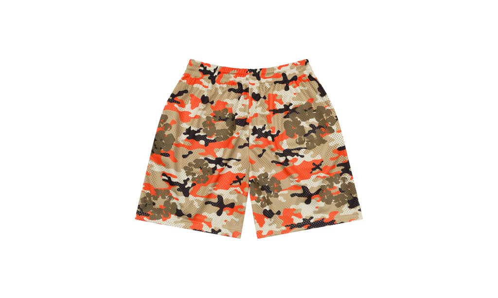 Camo Cotton Wreath Mesh Shorts "Brown" DT177