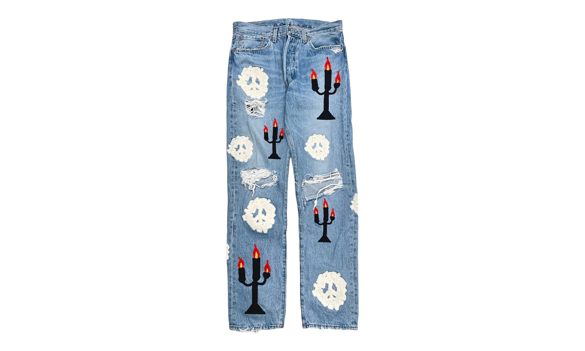 Levi's 501 Virgil Abloh Printed Jeans "Message in a Tear - Indigo" DT306