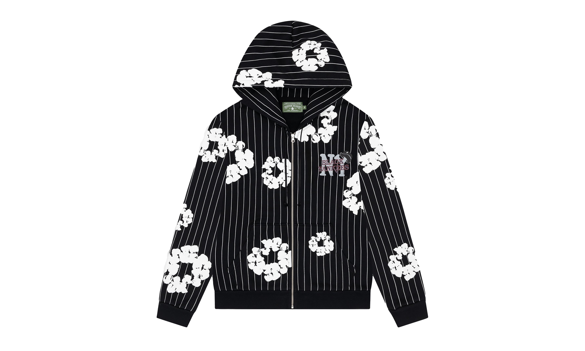 Pinstripe Wreath Zip Hoodie "Black" DT242