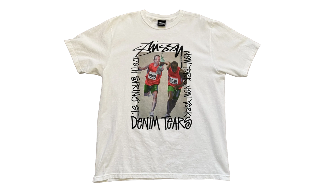 Stussy Pass The Baton Short Sleeve Tee Shirt "White" DT333