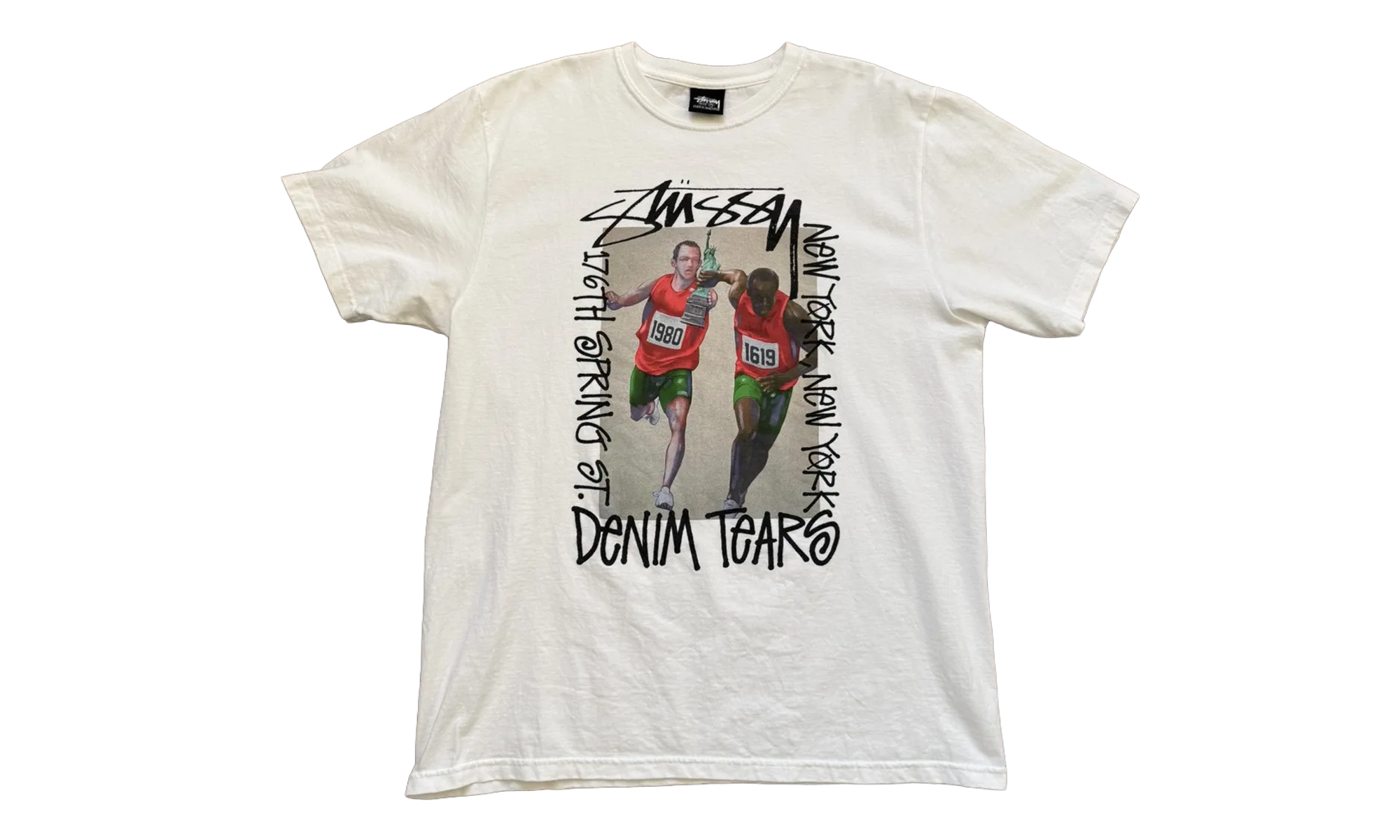 Stussy Pass The Baton Short Sleeve Tee Shirt "White" DT333