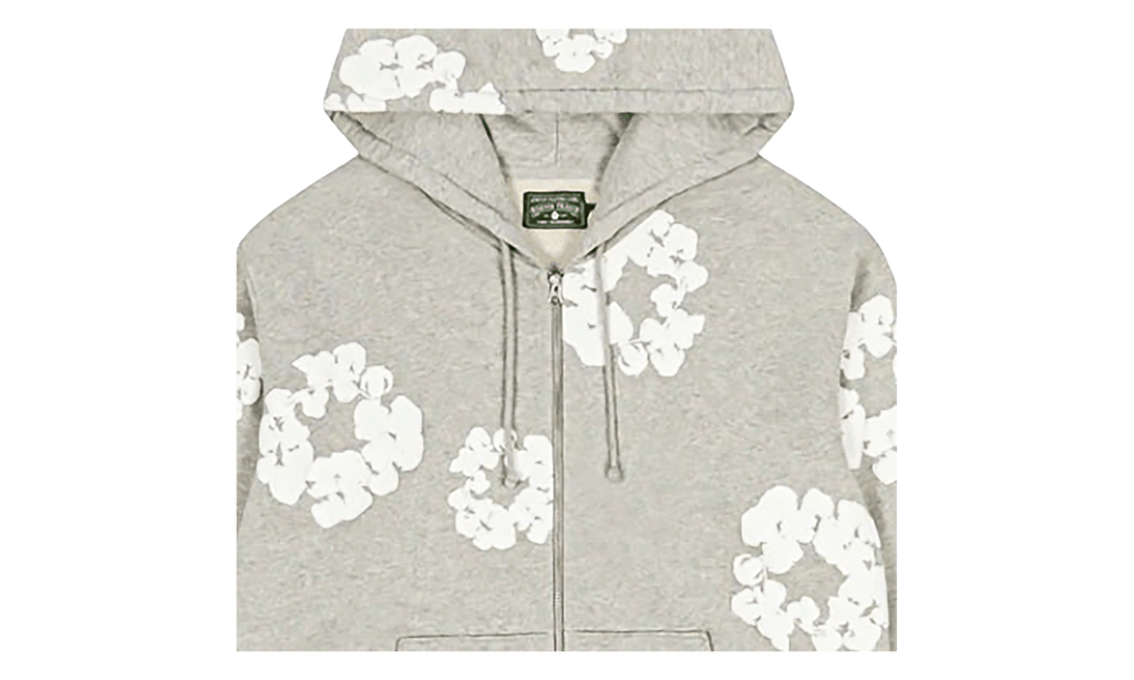 Cotton Wreath Zip Up Hooded Sweatshirt "Grey" DT373