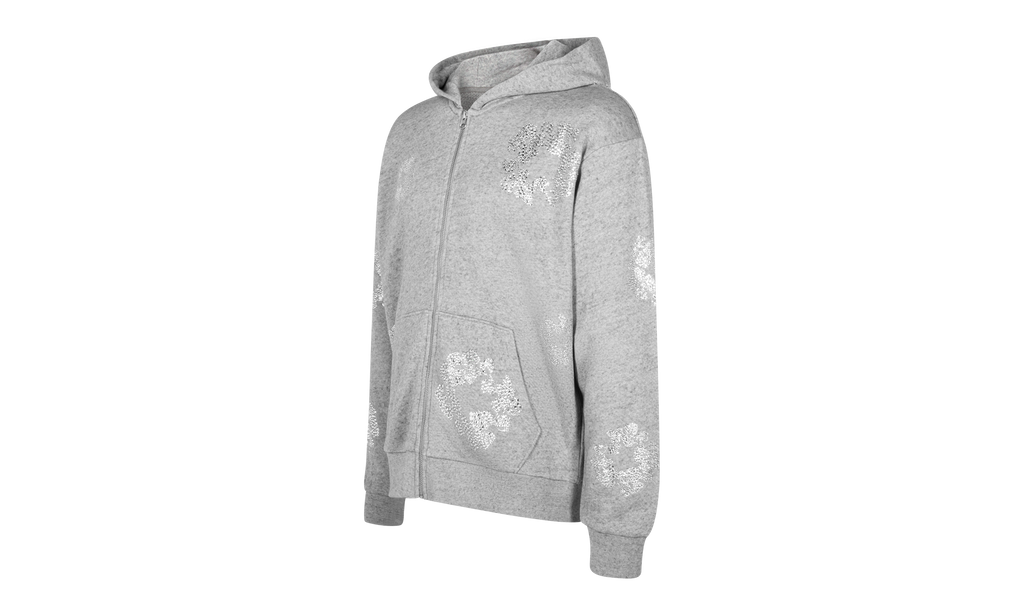 Cashmere Swarovski Cotton Wreath Zip Hoodie "Grey" DT076
