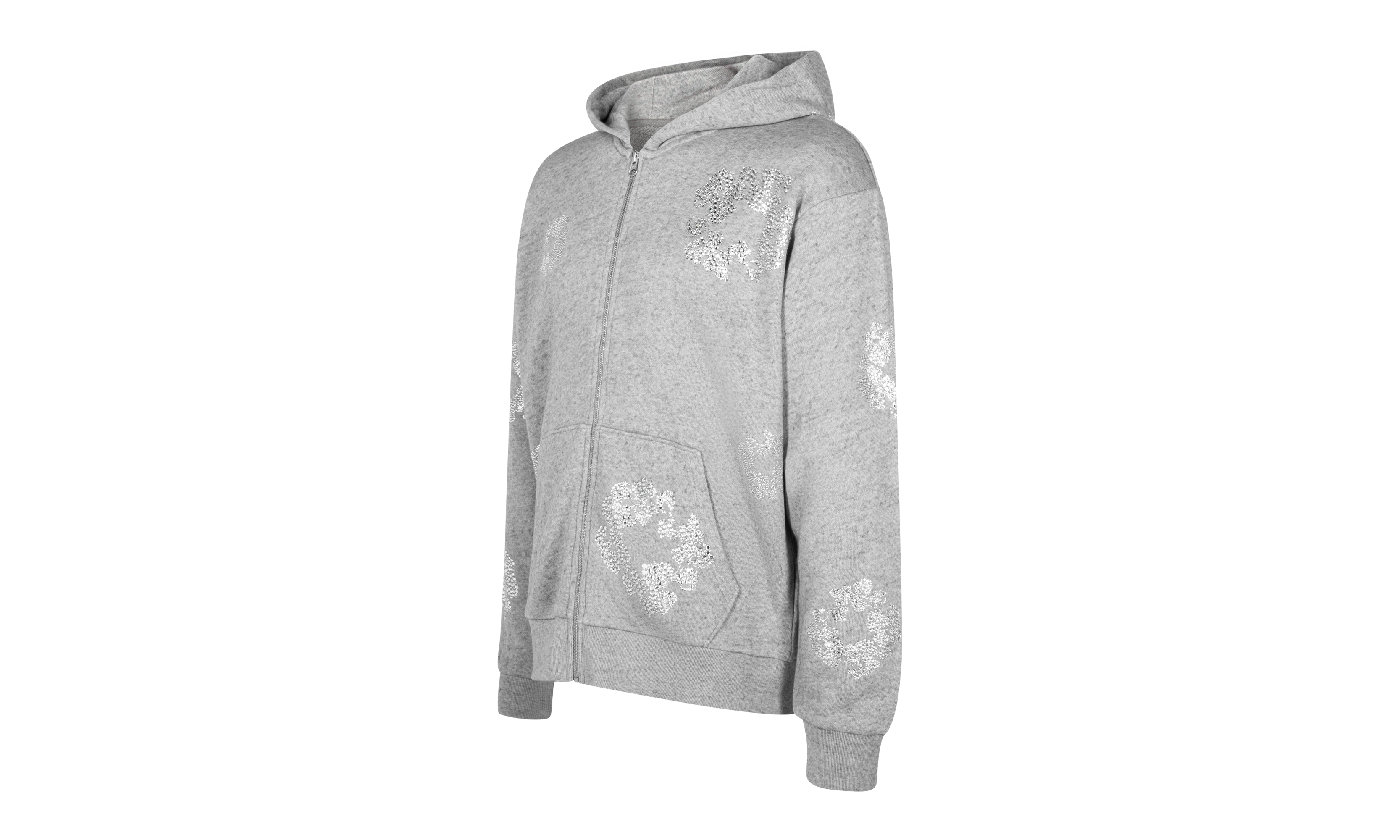 Cashmere Swarovski Cotton Wreath Zip Hoodie "Grey" DT076