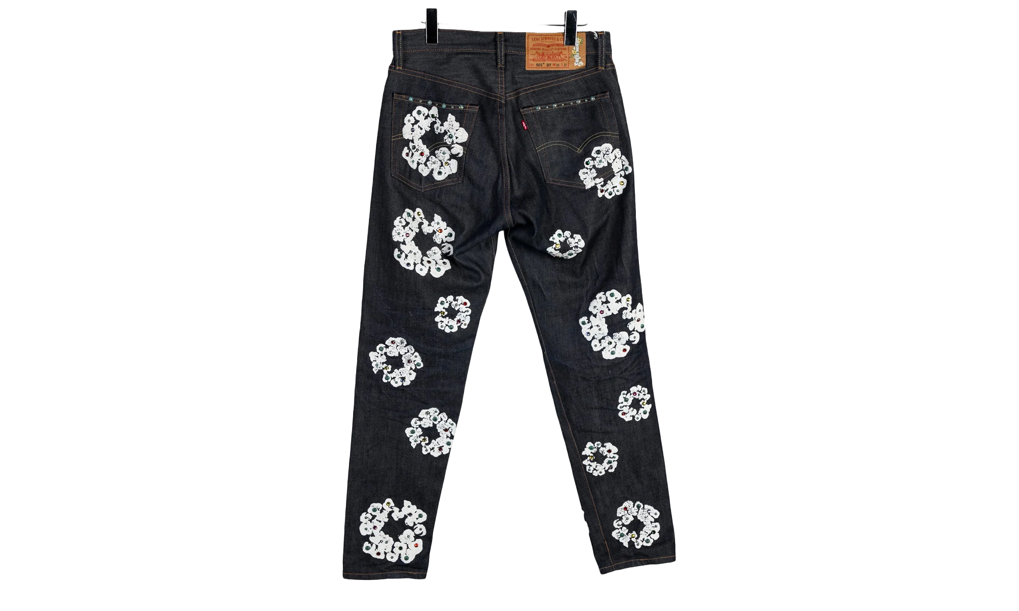 Levi's 501 Rhinestone Cotton Wreath Logo Jeans "White / Black" DT296