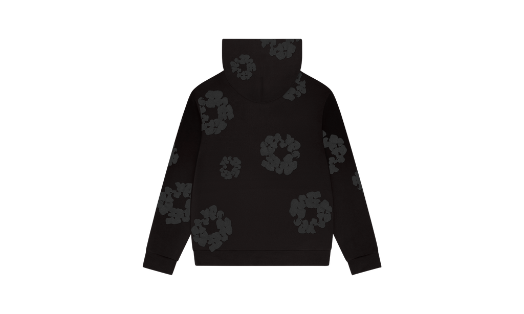 Faded Mono Cotton Wreath Hoodie "Black" DT238