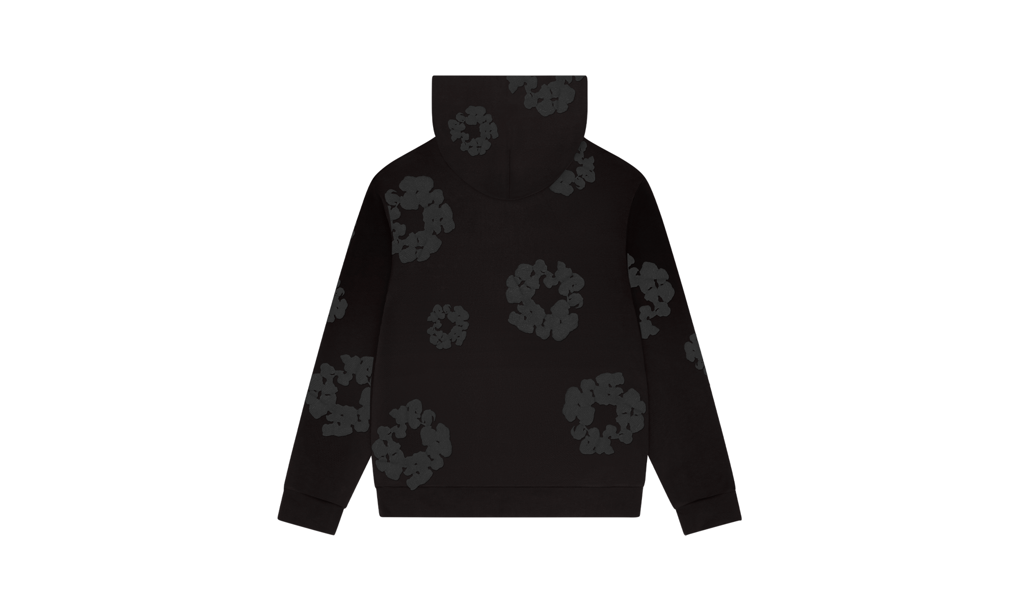 Faded Mono Cotton Wreath Hoodie "Black" DT238