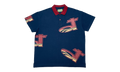DT Pique Logo Short Sleeve Polo Shirt "Navy Blue / Red / Tan" DT601