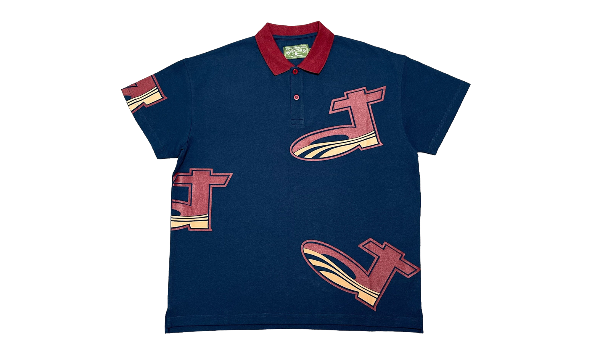DT Pique Logo Short Sleeve Polo Shirt "Navy Blue / Red / Tan" DT601