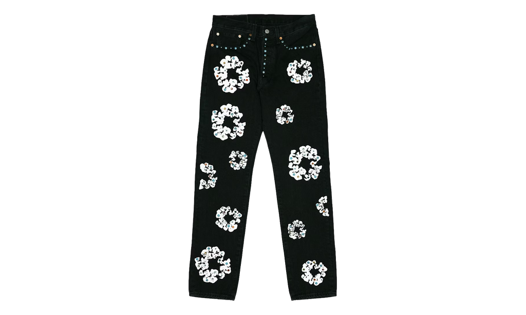 Levi's 501 Rhinestone Cotton Wreath Logo Jeans "White / Black" DT296