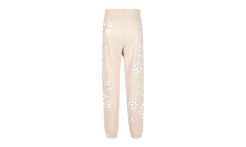 Rhinestone Cotton Wreath Sweatpants "Oatmeal" DT028