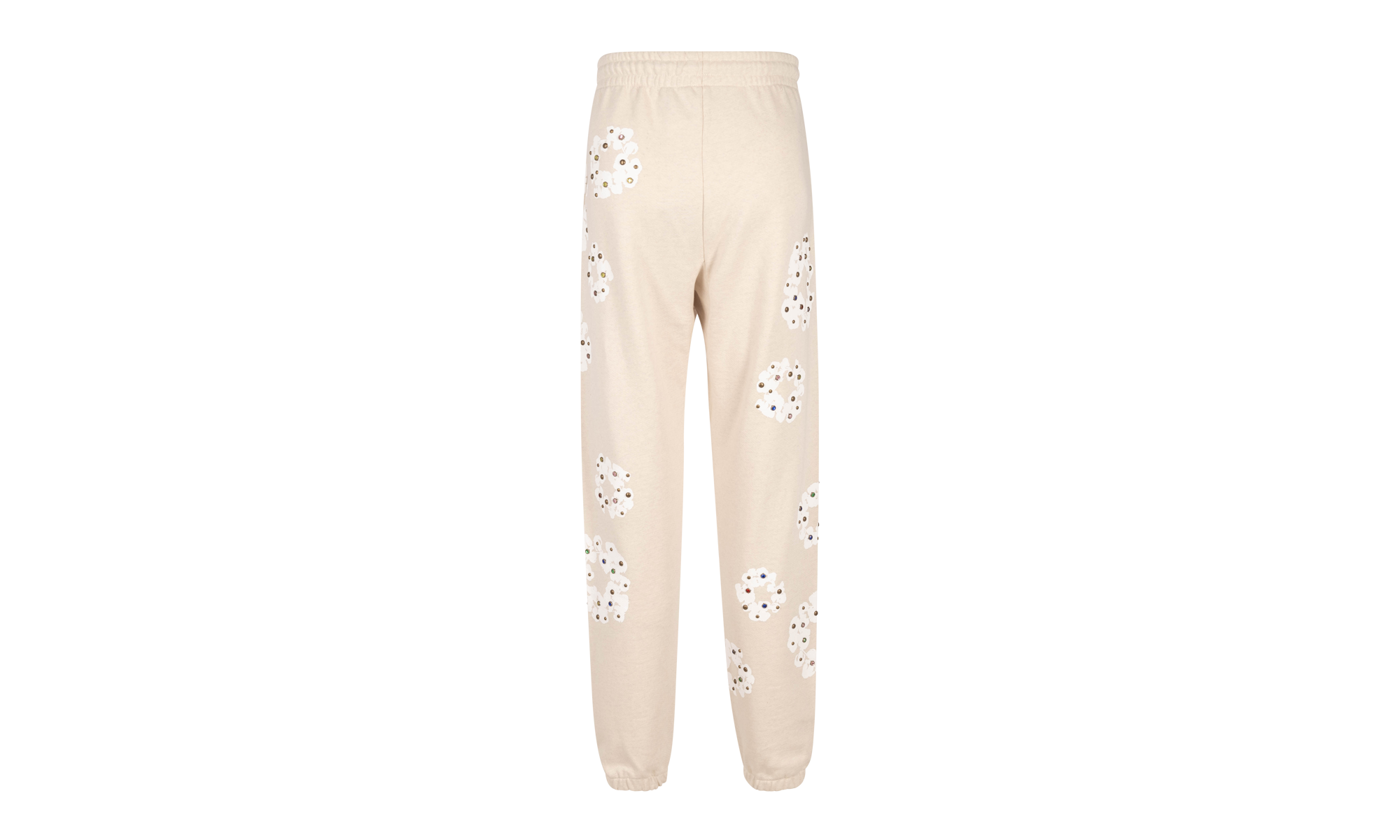 Rhinestone Cotton Wreath Sweatpants "Oatmeal" DT028