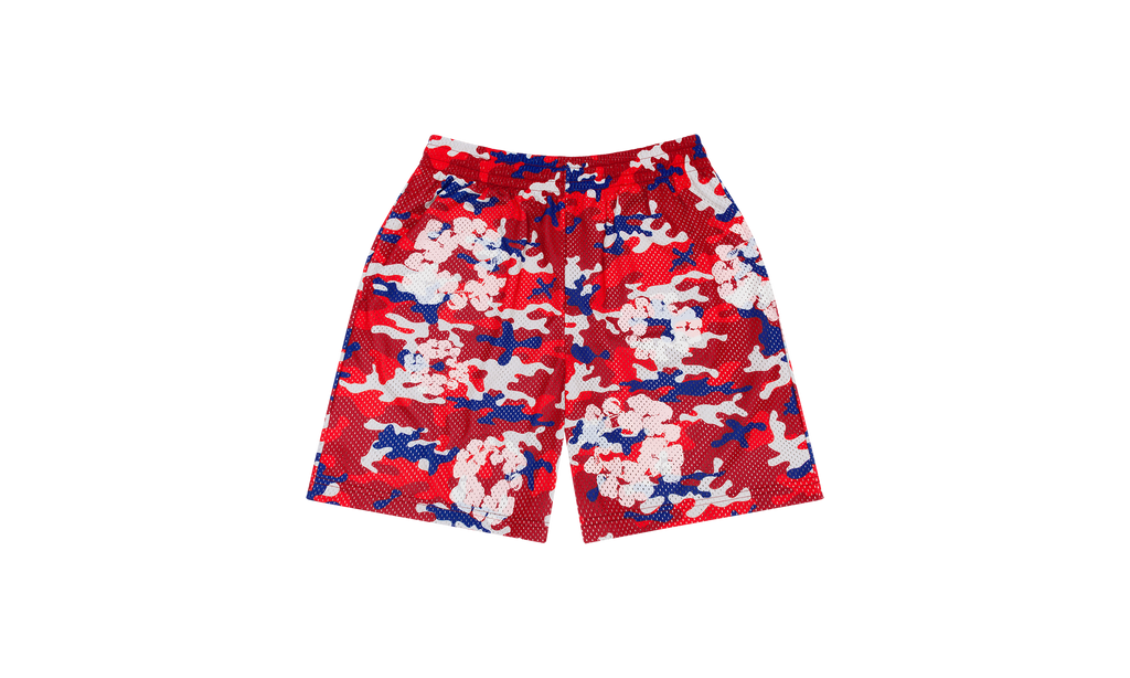 Camo Cotton Wreath Mesh Shorts "Red" DT175