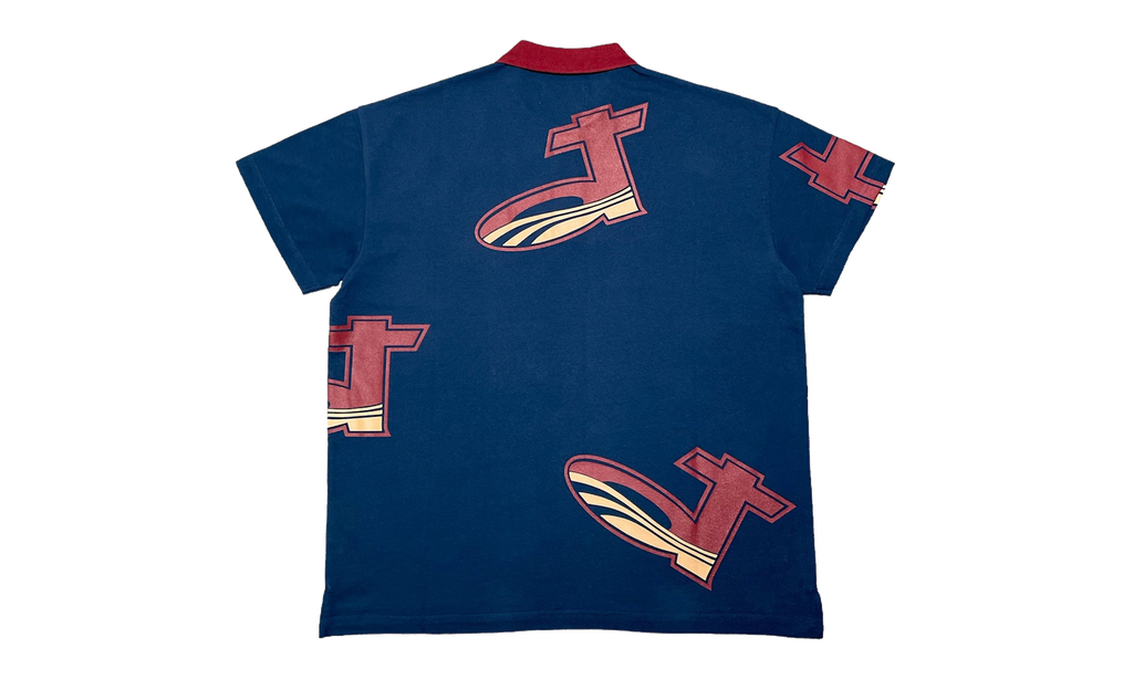 DT Pique Logo Short Sleeve Polo Shirt "Navy Blue / Red / Tan" DT601