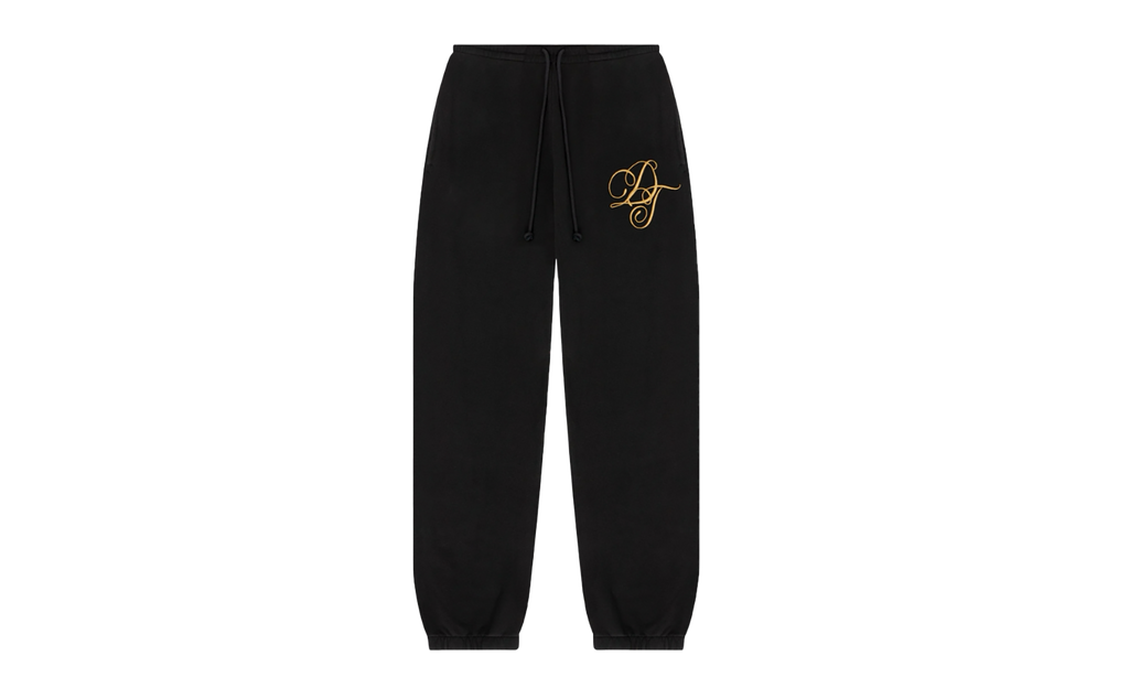 Metallic Gold Script Sweatpants "Black" DT283
