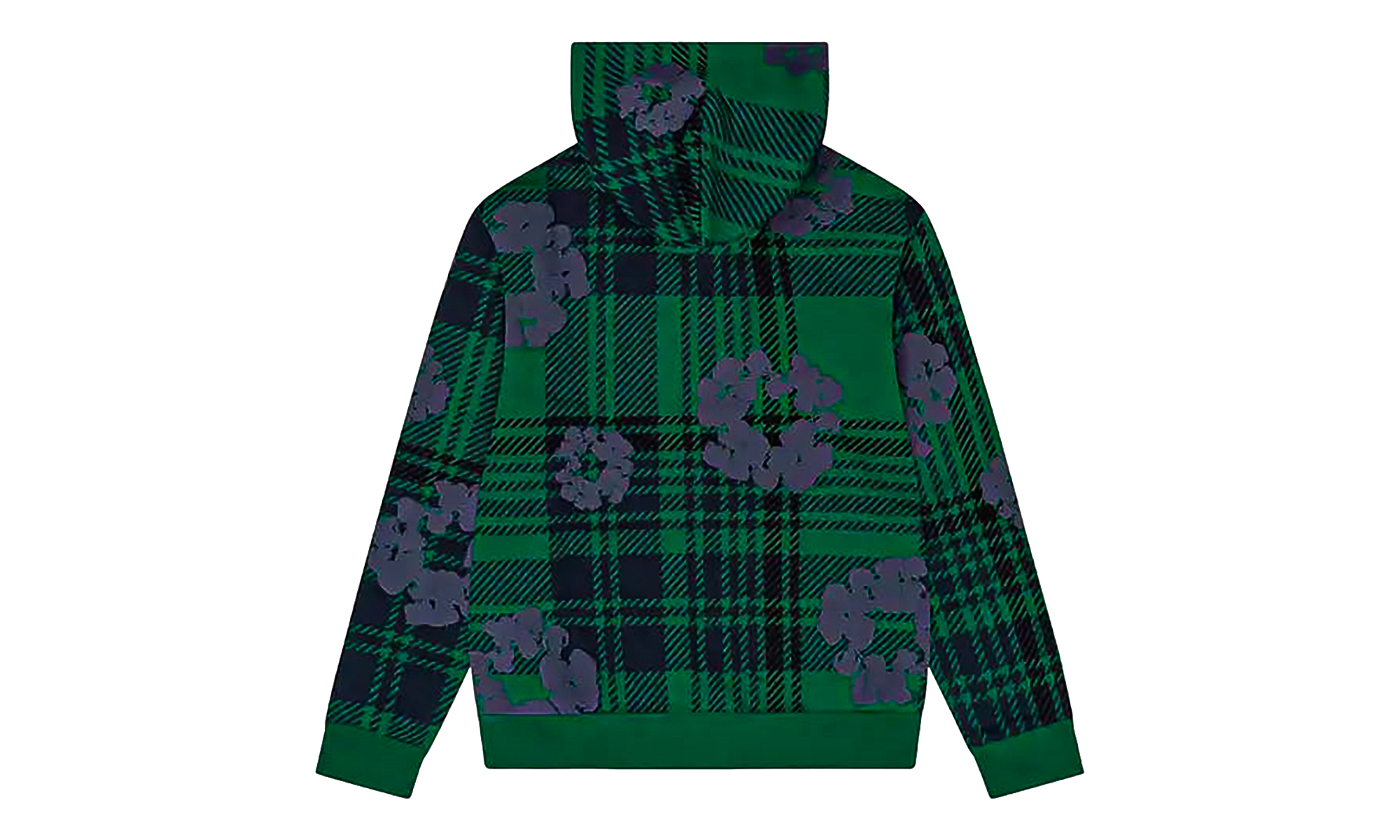 Plaid Cotton Wreath Zip Hoodie "Green" DT385