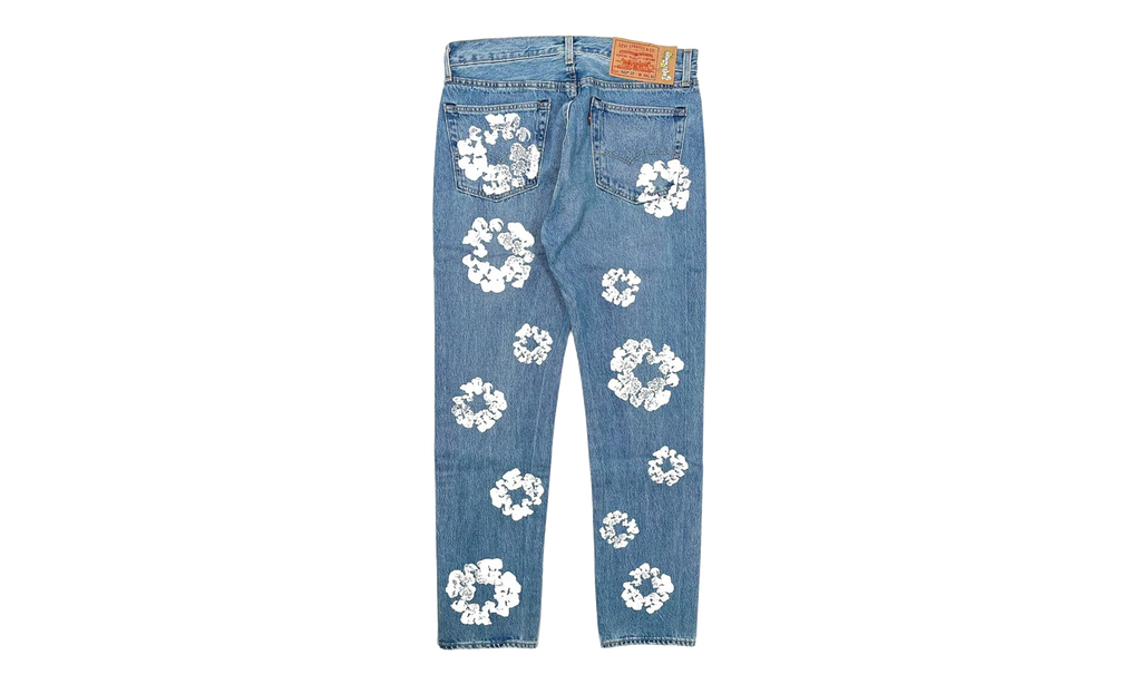 Levi's 501 Cotton Wreath Logo Jeans "Light Wash / Indigo / White" DT303