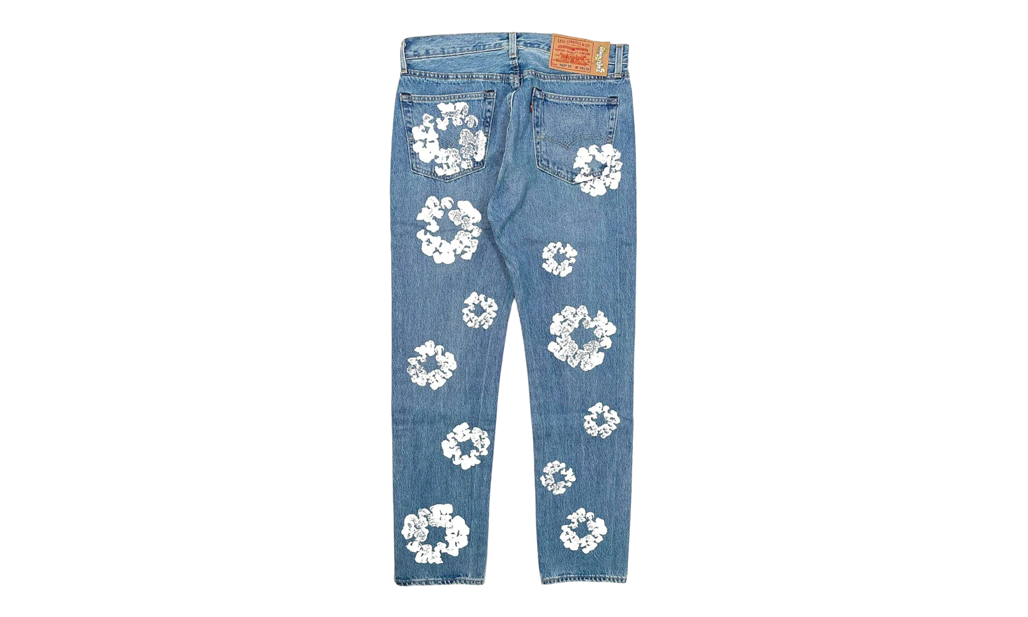 Levi's 501 Cotton Wreath Logo Jeans "Light Wash / Indigo / White" DT303