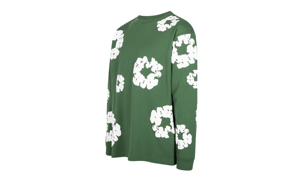 Long Sleeve Cotton Wreath Tee "Green" DT054