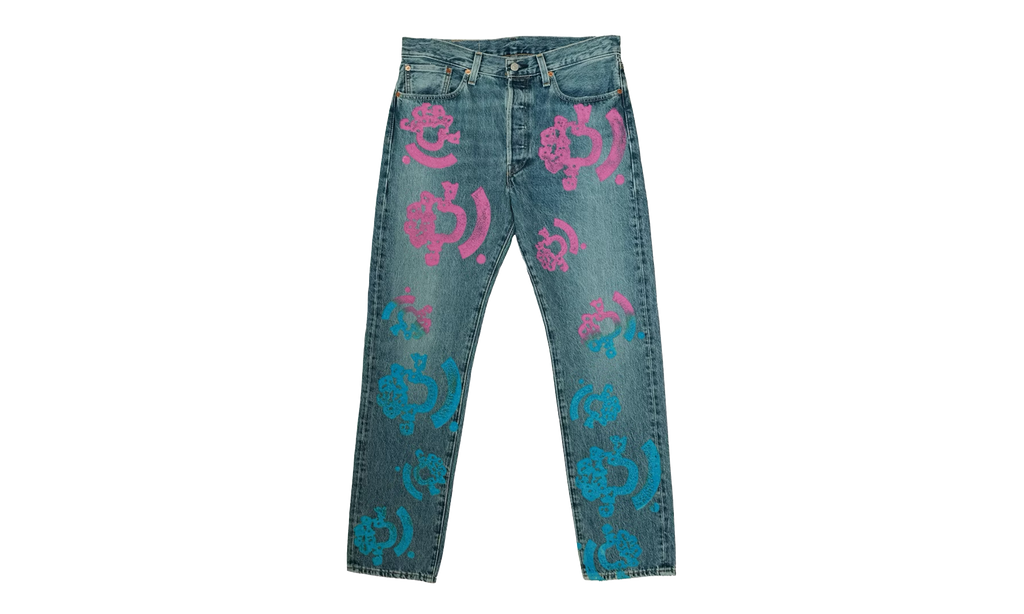 Bstroy Tears 501 Light Wash Jean "Pink / Blue" DT289