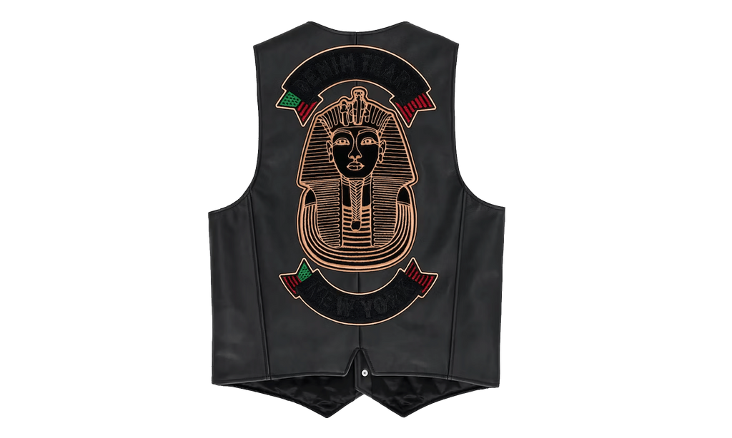 Tracy’s King Tut Patch Leather Vest "Black" DT609