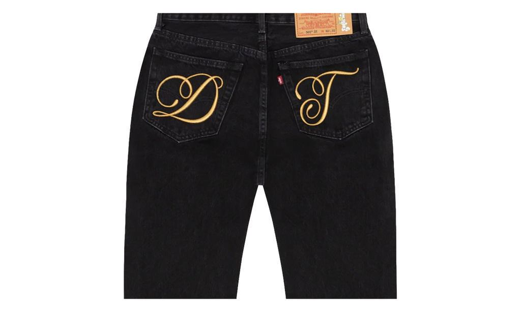 DT Metallic Gold Script 501 Jeans "Black" DT391
