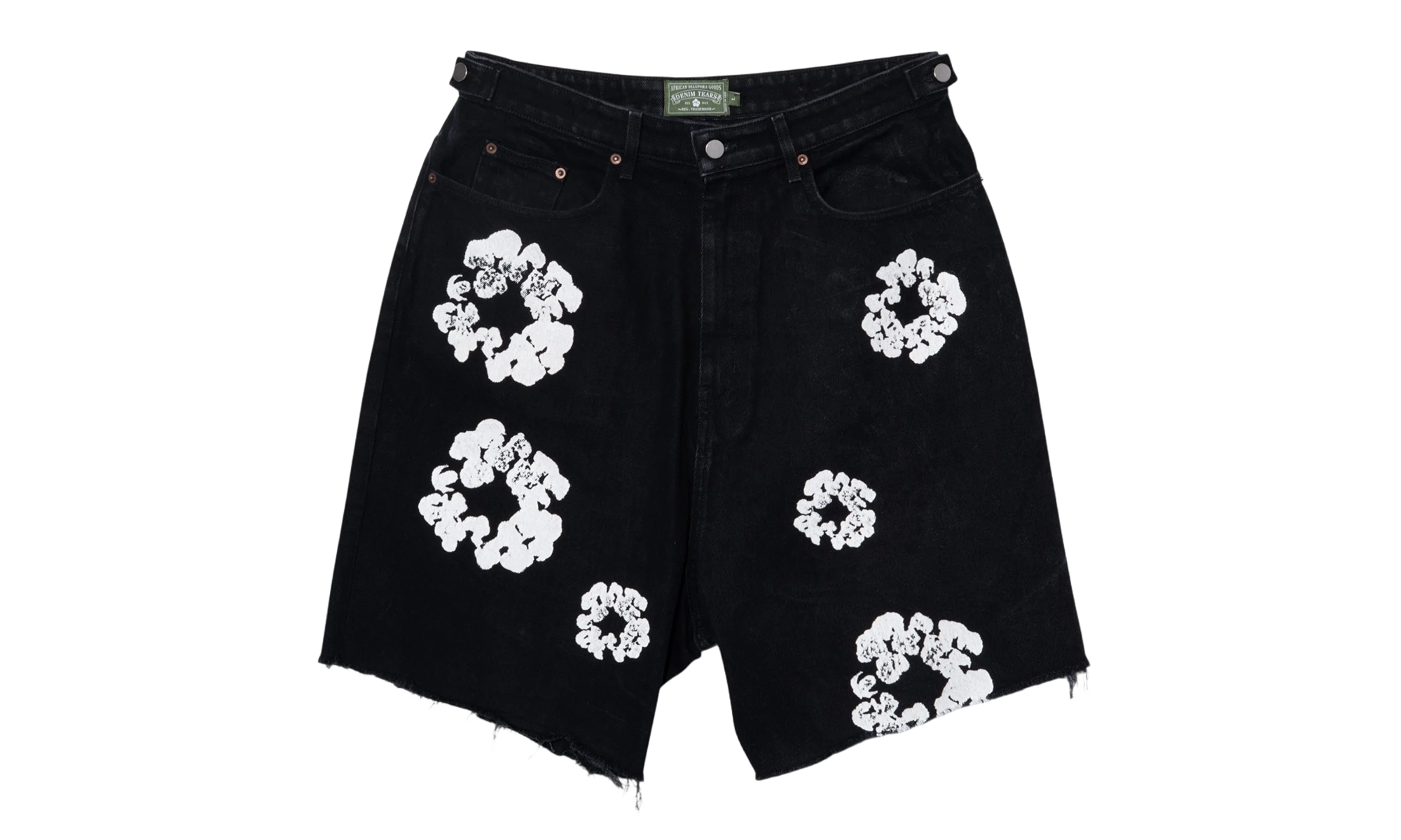 The Cotton Wreath Denim Shorts "Black White" DT401