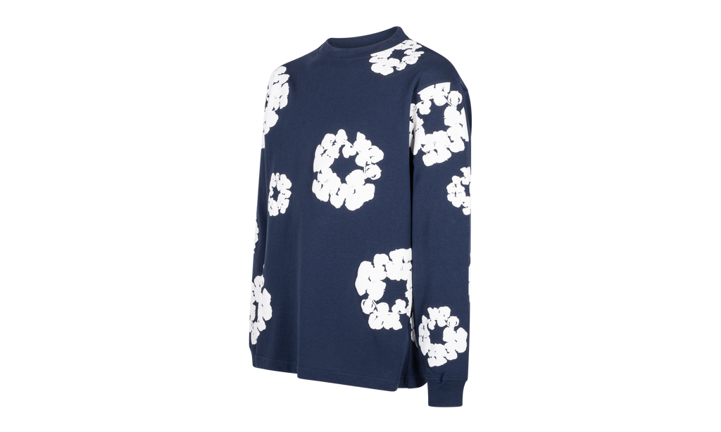 Long Sleeve Cotton Wreath Tee "Navy" DT056