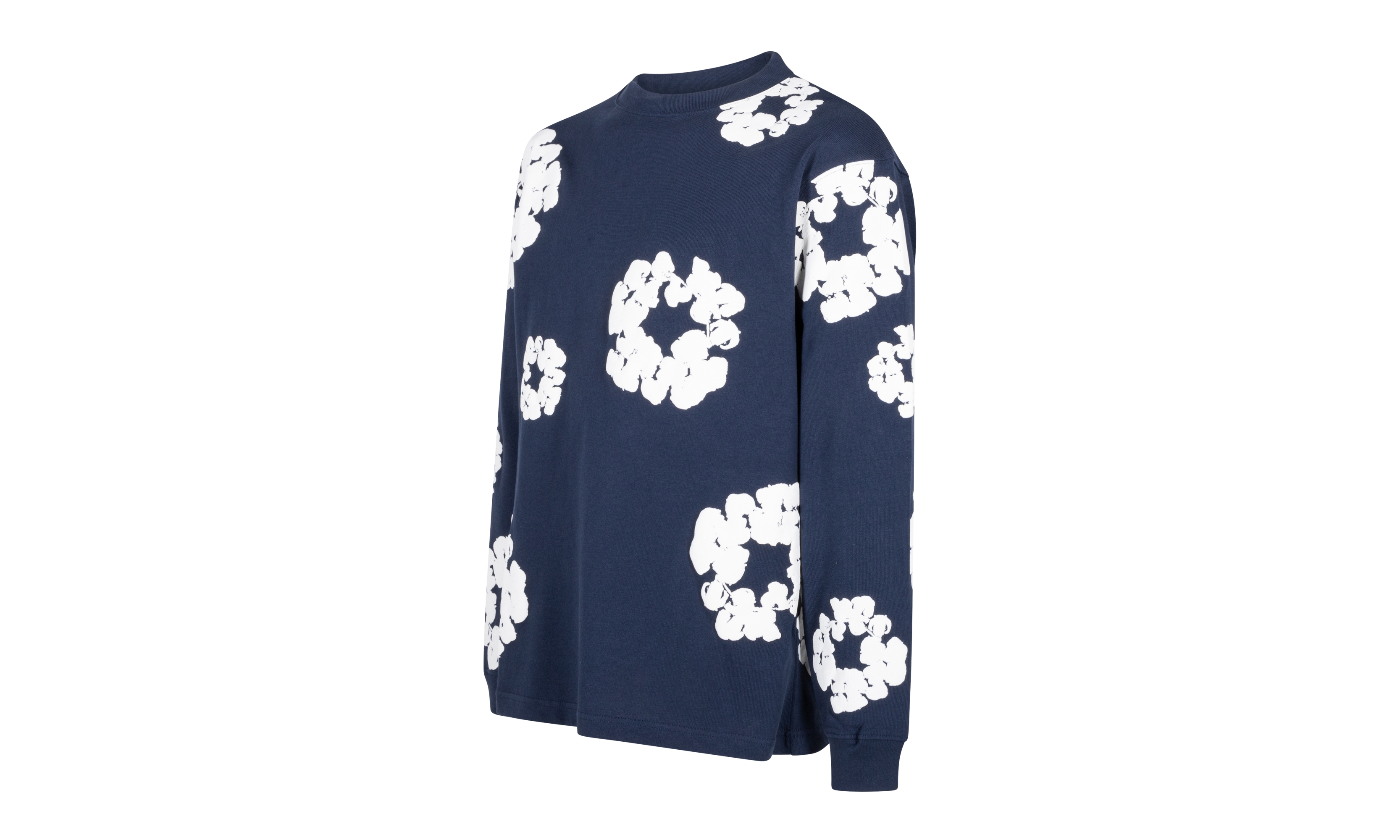 Long Sleeve Cotton Wreath Tee "Navy" DT056