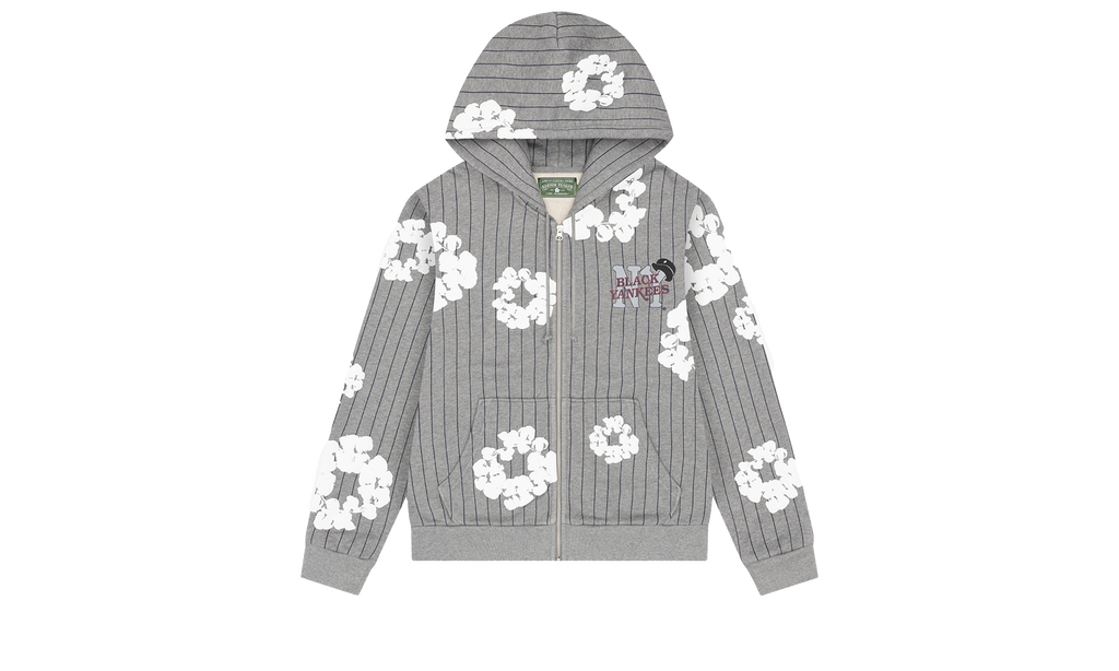 Pinstripe Wreath Zip Hoodie "Grey" DT241