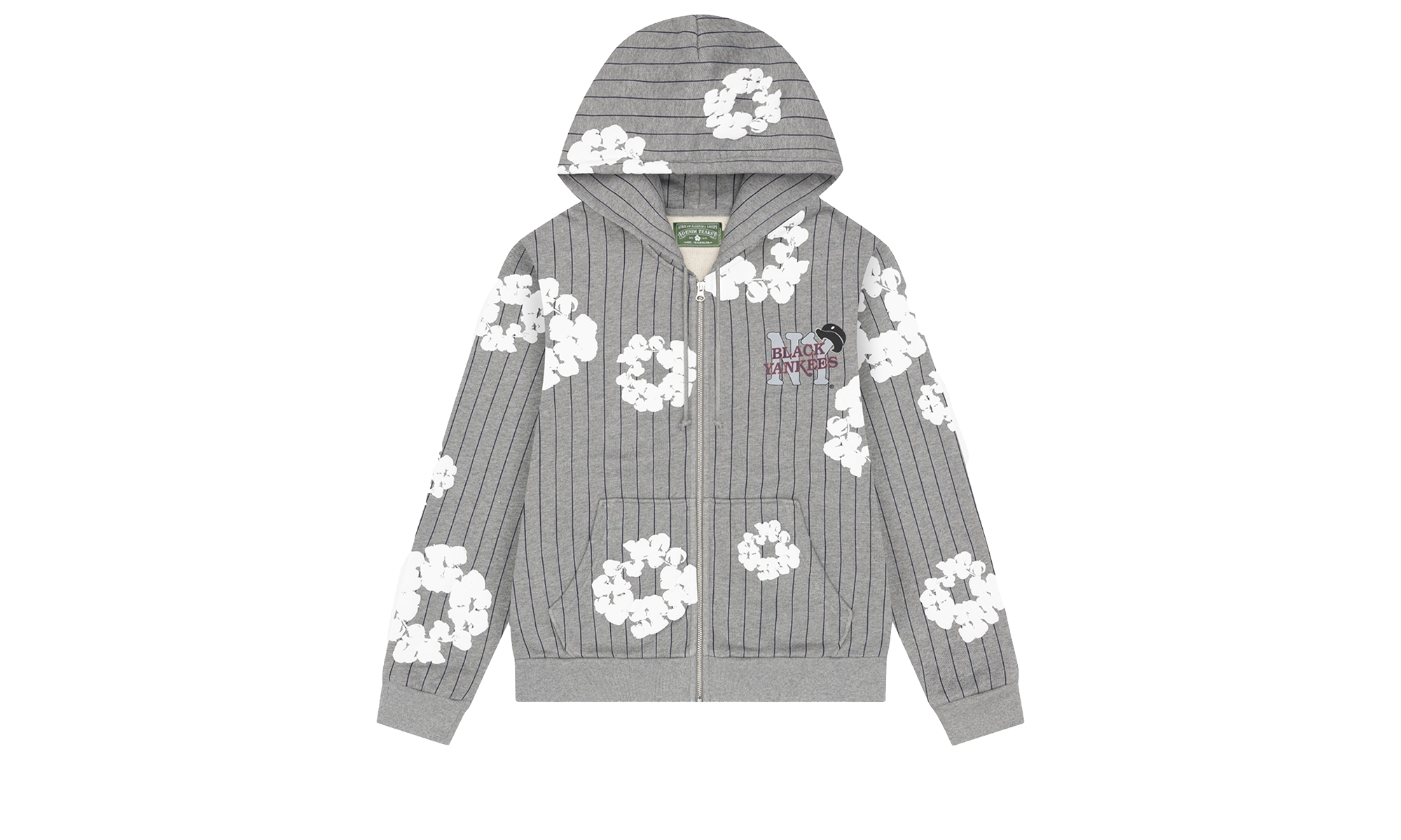 Pinstripe Wreath Zip Hoodie "Grey" DT241