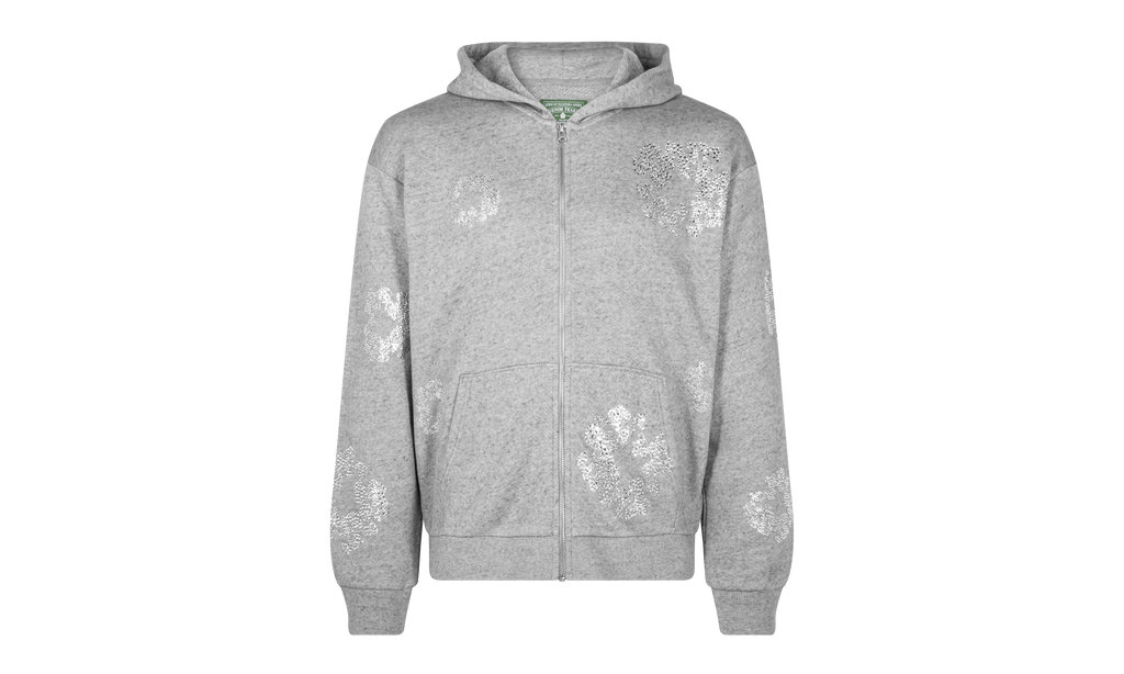 Cashmere Swarovski Cotton Wreath Zip Hoodie "Grey" DT076