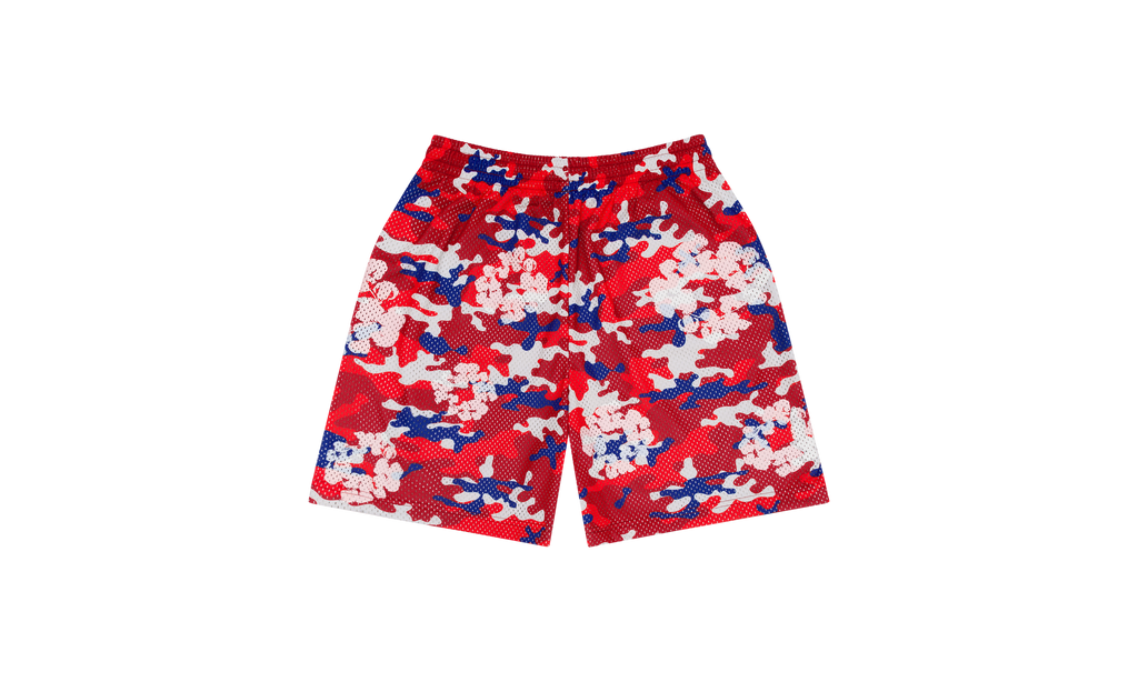 Camo Cotton Wreath Mesh Shorts "Red" DT175