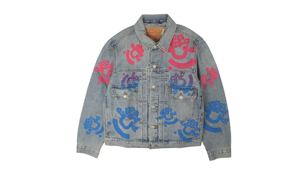 Bstroy Tears Type-2 Light Wash Denim Jacket "Pink / Blue" 802_081_63